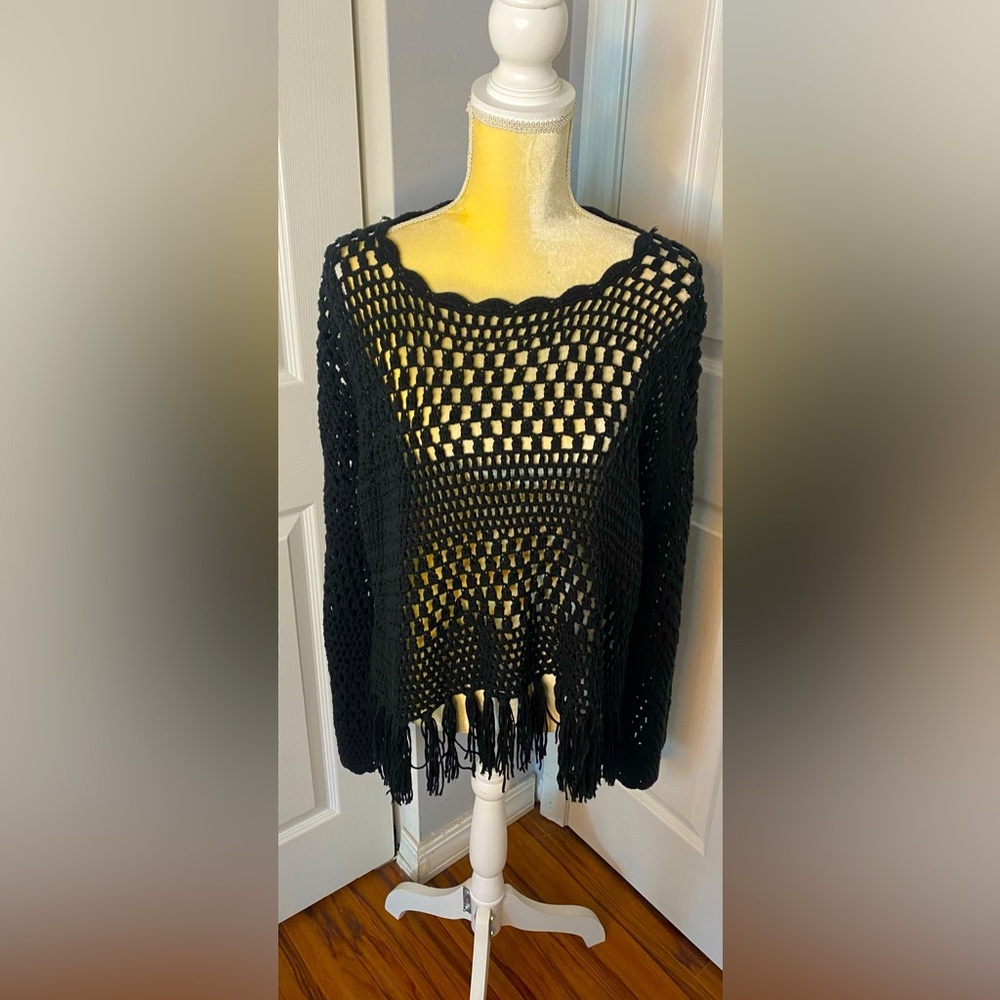 Show Me Your MuMu black open knit sweater